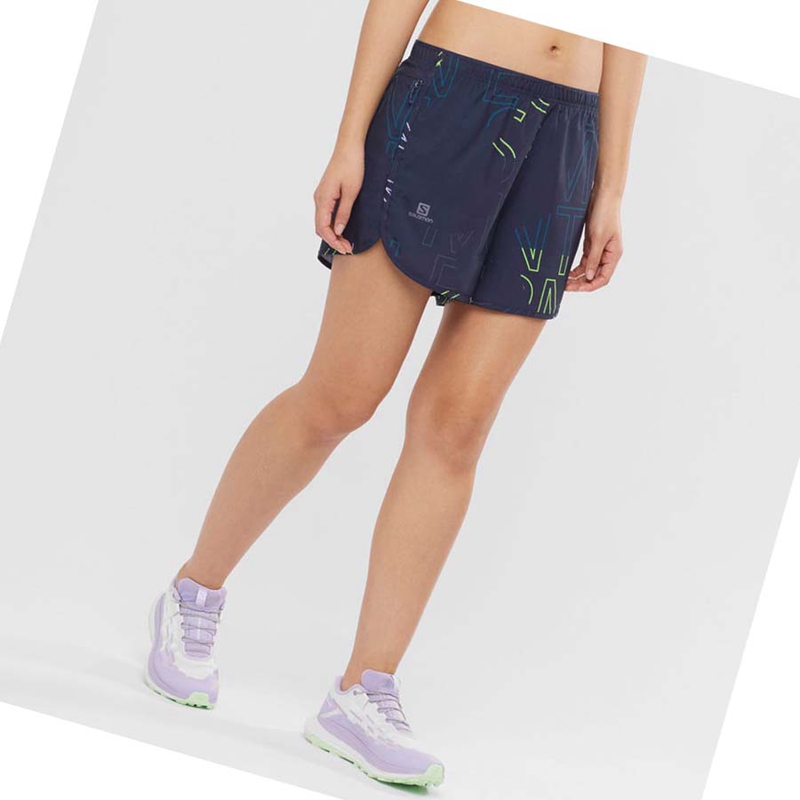 Salomon AGILE Shorts Dam Blå | XWLSATI-54