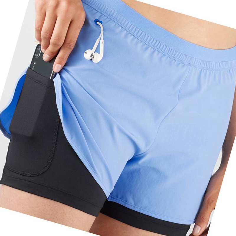 Salomon CROSS 2IN1 Shorts Dam Blå | CDWAQZL-86