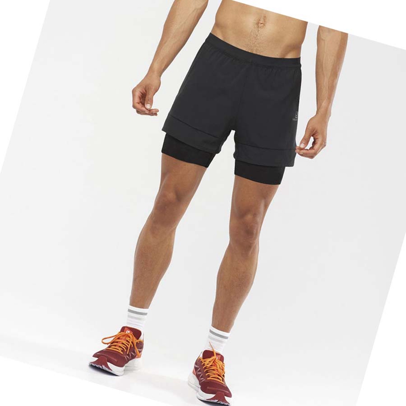 Salomon CROSS 2IN1 Shorts Herr Svarta | MWJKAOL-69