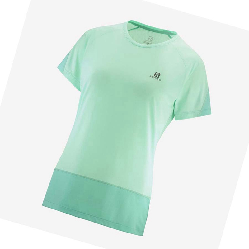 Salomon CROSS RUN T-shirt Dam Gröna | QPRAHIB-20