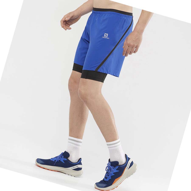 Salomon CROSS TWINN Shorts Herr Blå | PMHJCGV-86