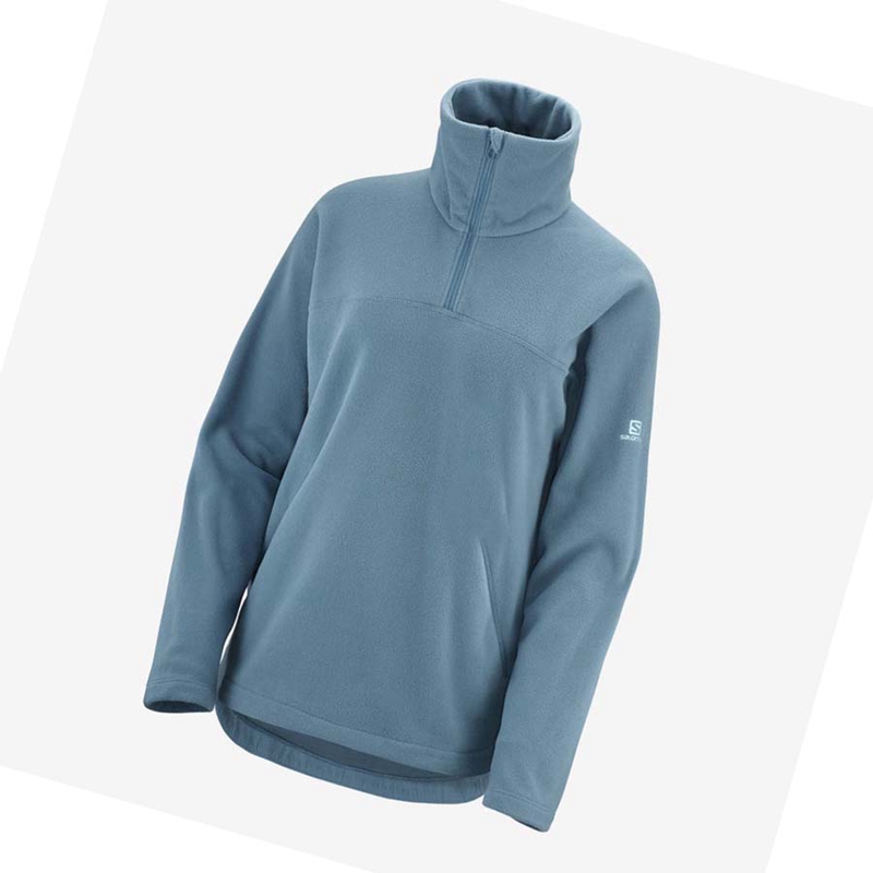 Salomon ESSENTIAL COSY FLEECE Hoodie Dam Blå | CZYBMDV-09