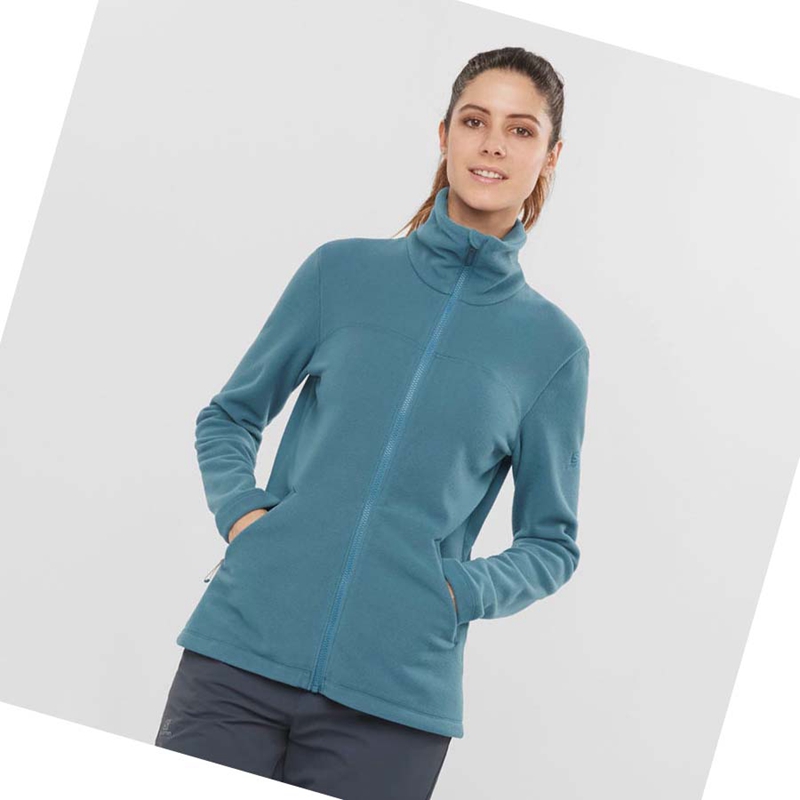 Salomon ESSENTIAL COSY FLEECE Hoodie Dam Blå | FERALKU-25