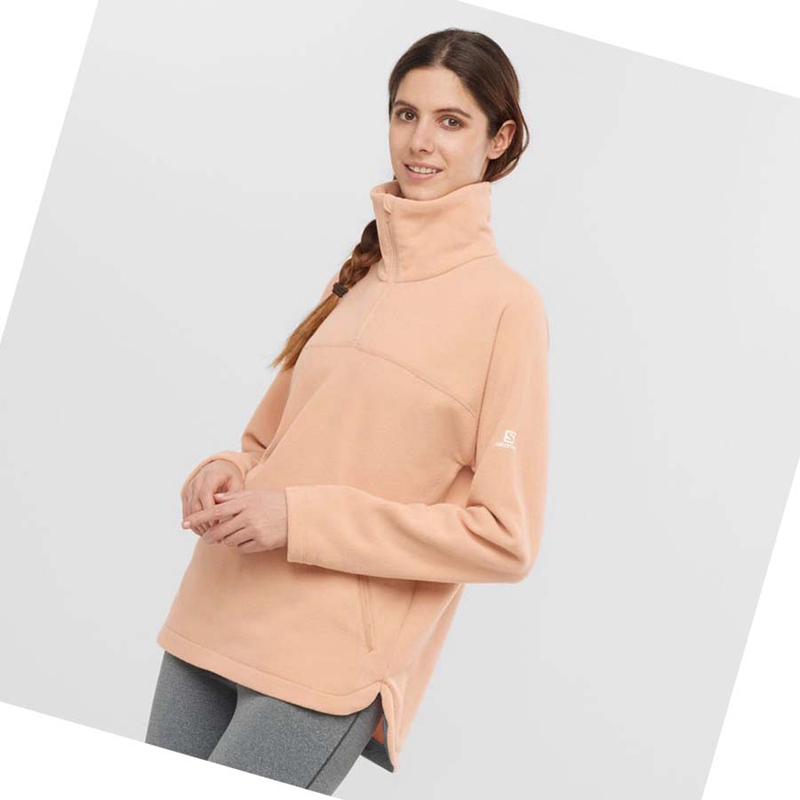 Salomon ESSENTIAL COSY FLEECE Hoodie Dam Rosa | LAJUVTE-83