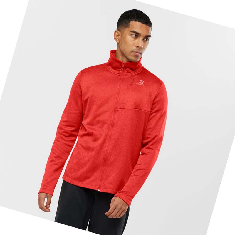 Salomon ESSENTIAL LIGHTWARM HEATHER Hoodie Herr Röda | HGXVFNY-62