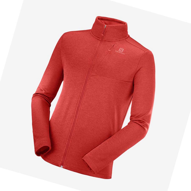 Salomon ESSENTIAL LIGHTWARM HEATHER Hoodie Herr Röda | HGXVFNY-62