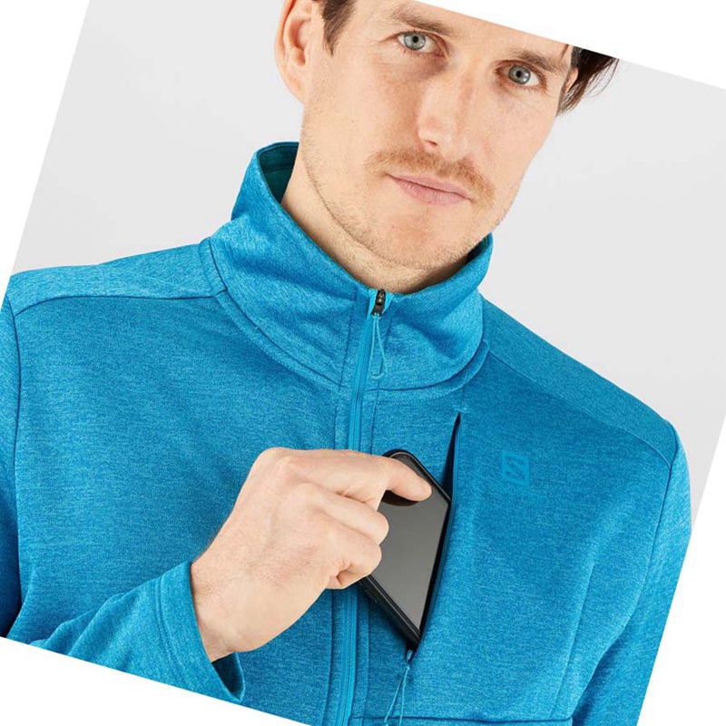 Salomon ESSENTIAL LIGHTWARM HEATHER Hoodie Herr Blå | MKIQEYH-21