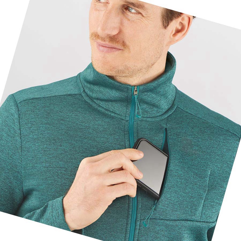 Salomon ESSENTIAL LIGHTWARM HEATHER Hoodie Herr Gröna | VUWMISN-31