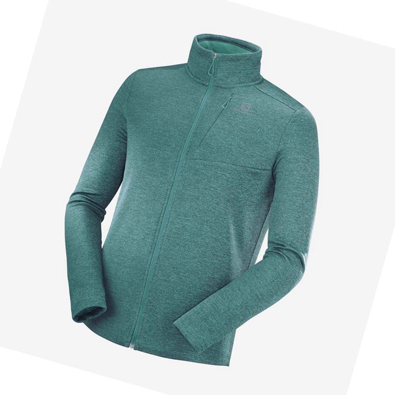 Salomon ESSENTIAL LIGHTWARM HEATHER Hoodie Herr Gröna | VUWMISN-31