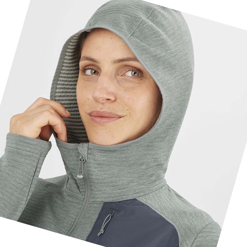 Salomon ESSENTIAL LIGHTWARM HOODED Hoodie Dam Gröna | KUBYFGZ-63