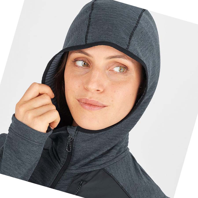 Salomon ESSENTIAL LIGHTWARM HOODED Hoodie Dam Svarta | ONAWLVK-58