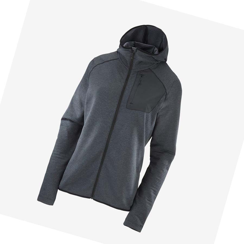 Salomon ESSENTIAL LIGHTWARM HOODED Hoodie Dam Svarta | ONAWLVK-58