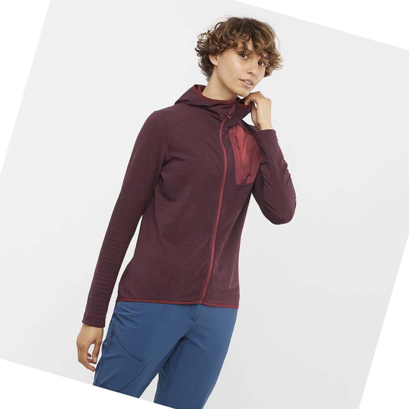 Salomon ESSENTIAL LIGHTWARM HOODED Hoodie Dam Röda | RWVKZEG-31