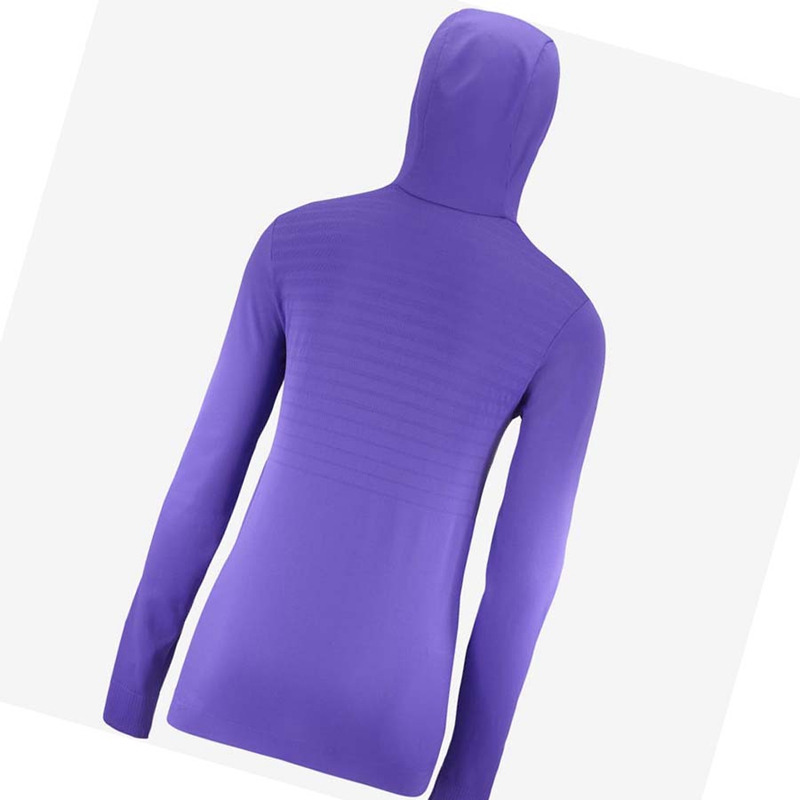 Salomon ESSENTIAL SEAMLESS Hoodie Dam Lila | MJSDIVA-36