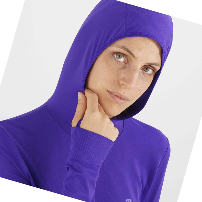 Salomon ESSENTIAL SEAMLESS Hoodie Dam Lila | MJSDIVA-36