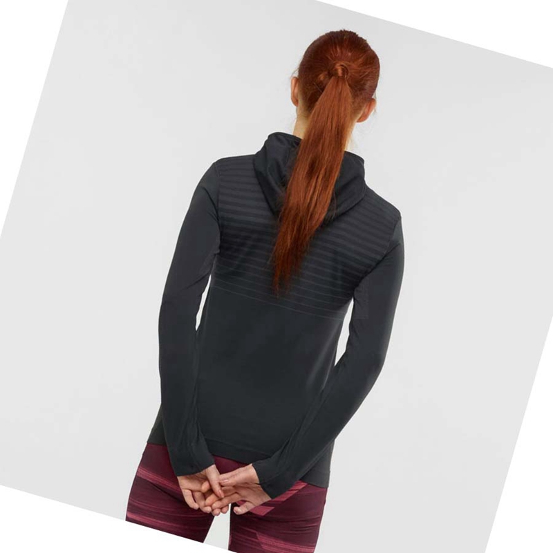 Salomon ESSENTIAL SEAMLESS Hoodie Dam Svarta | KFCAZNR-93