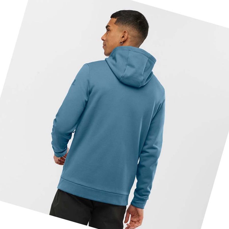 Salomon ESSENTIAL WARM FLEECE Hoodie Herr Blå | JCXZRWT-80