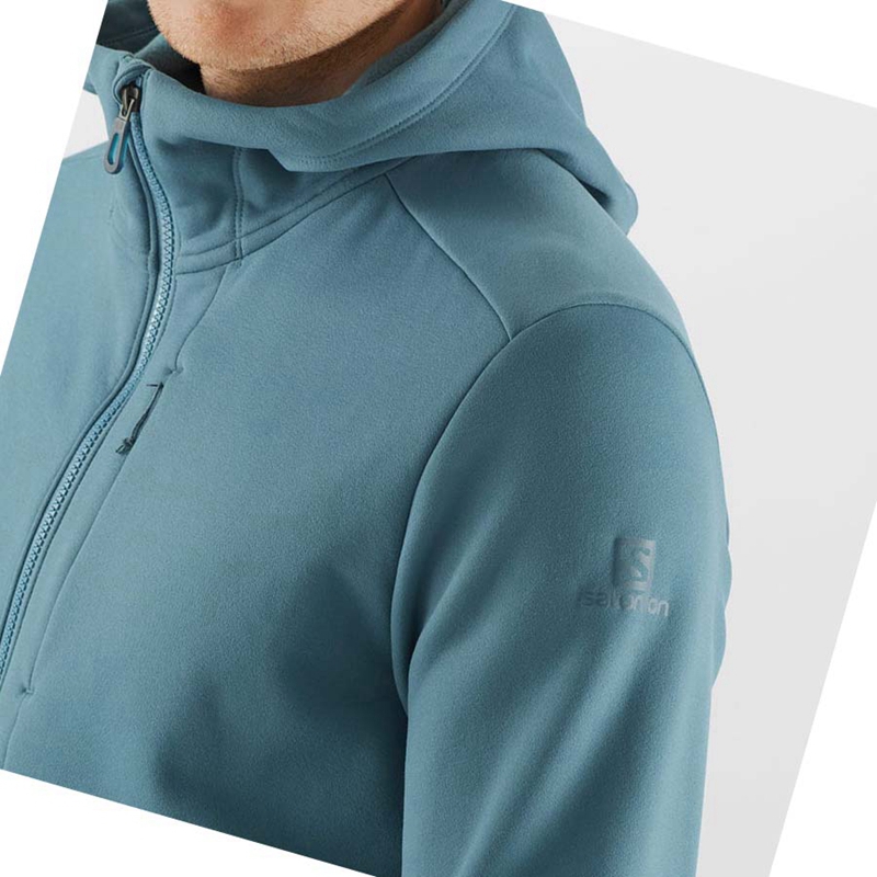 Salomon ESSENTIAL WARM FLEECE Hoodie Herr Blå | JCXZRWT-80