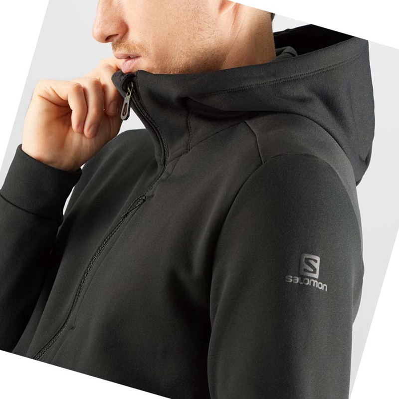 Salomon ESSENTIAL WARM FLEECE Hoodie Herr Svarta | SDVWPTG-25