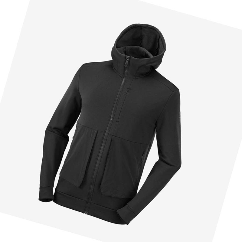 Salomon ESSENTIAL WARM FLEECE Hoodie Herr Svarta | SDVWPTG-25