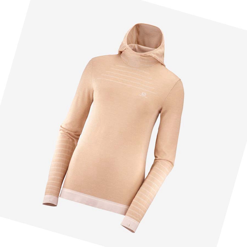 Salomon ESSENTIAL WOOL T-shirt Dam Beige | TZPXIUL-25