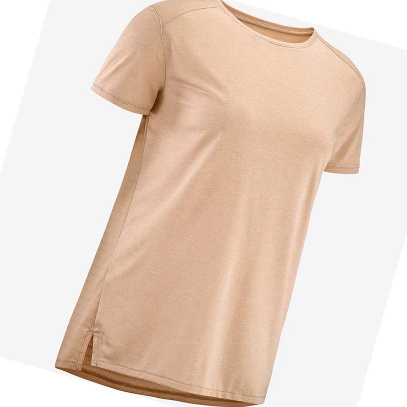 Salomon OUTLINE SUMMER T-shirt Dam Beige | JATMXRW-73