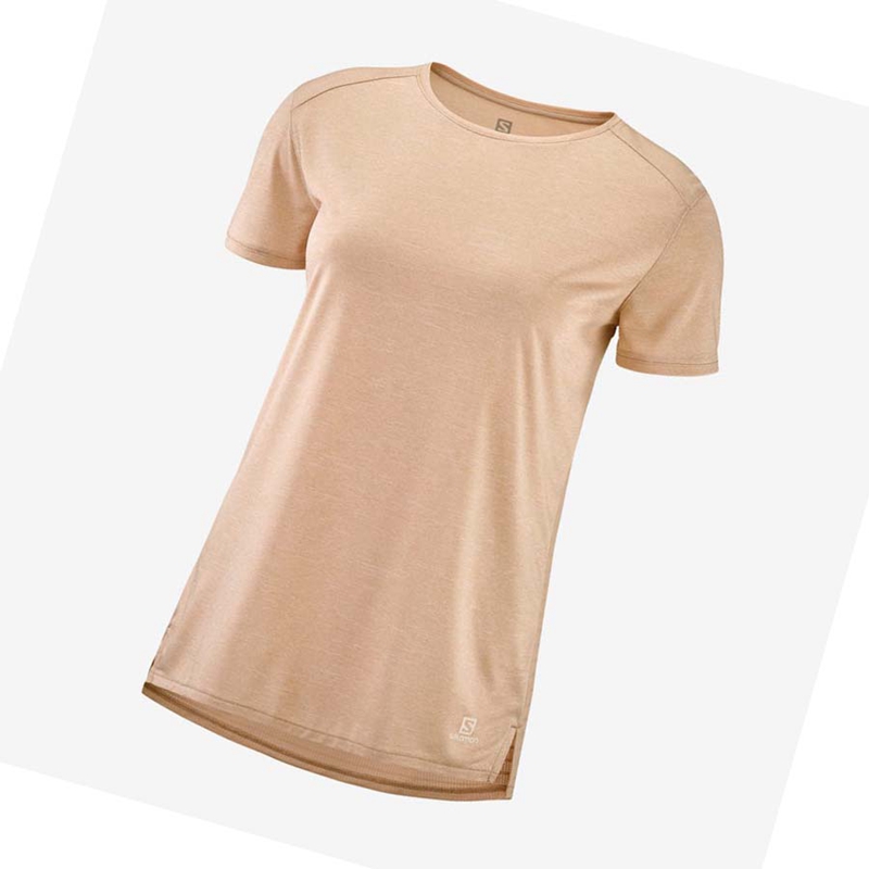 Salomon OUTLINE SUMMER T-shirt Dam Beige | JATMXRW-73