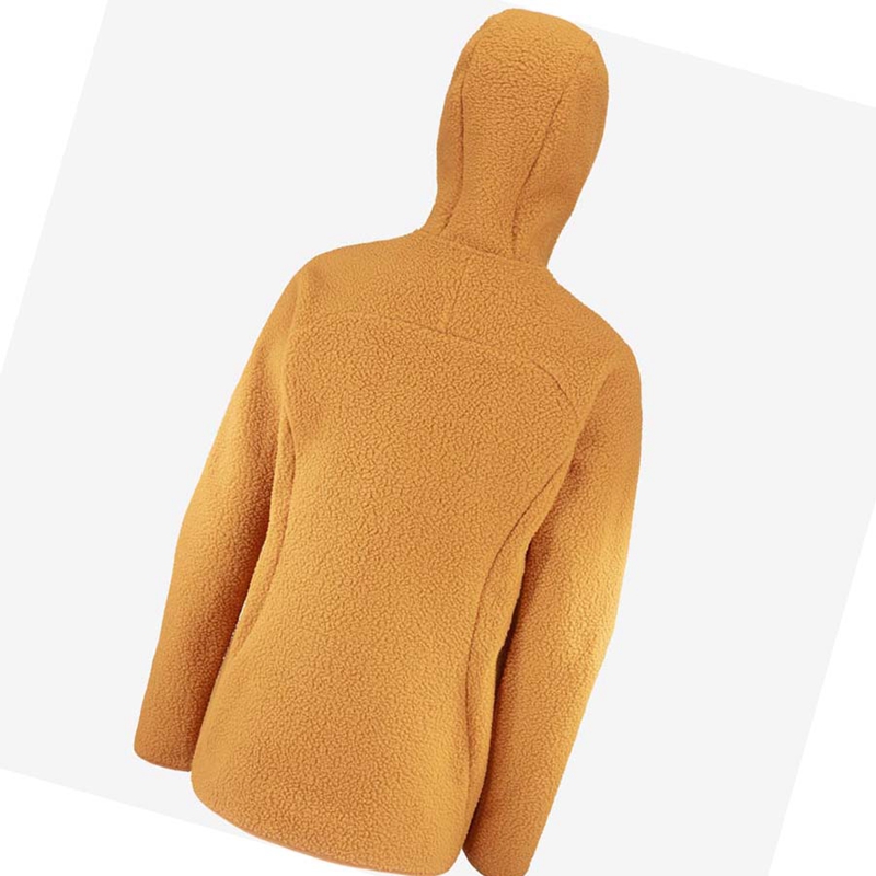 Salomon OUTLINE WARM TEDDY Hoodie Dam Orange | IVTYWGU-38