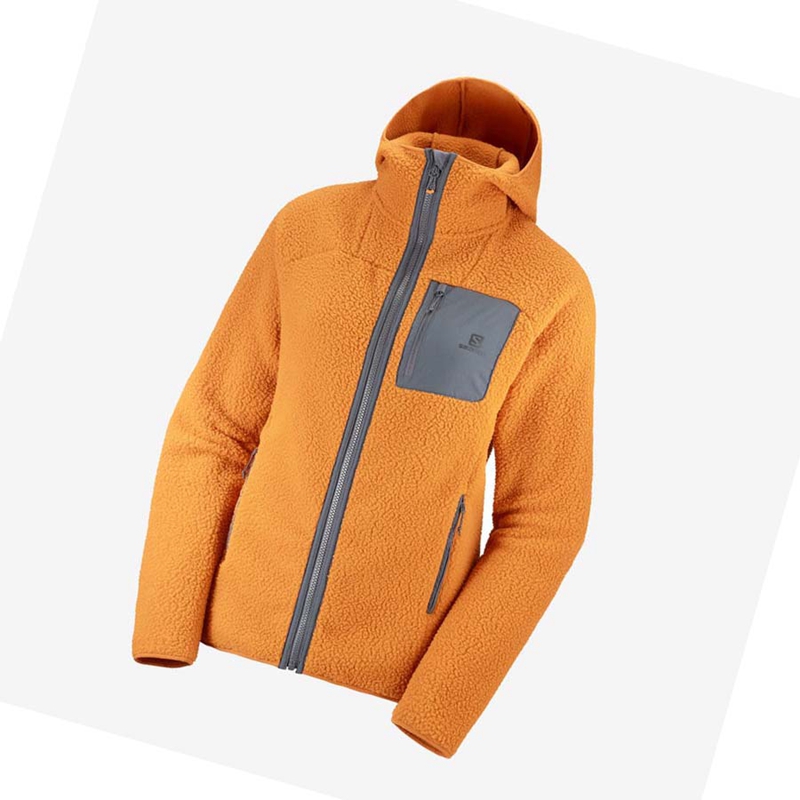 Salomon OUTLINE WARM TEDDY Hoodie Dam Orange | IVTYWGU-38