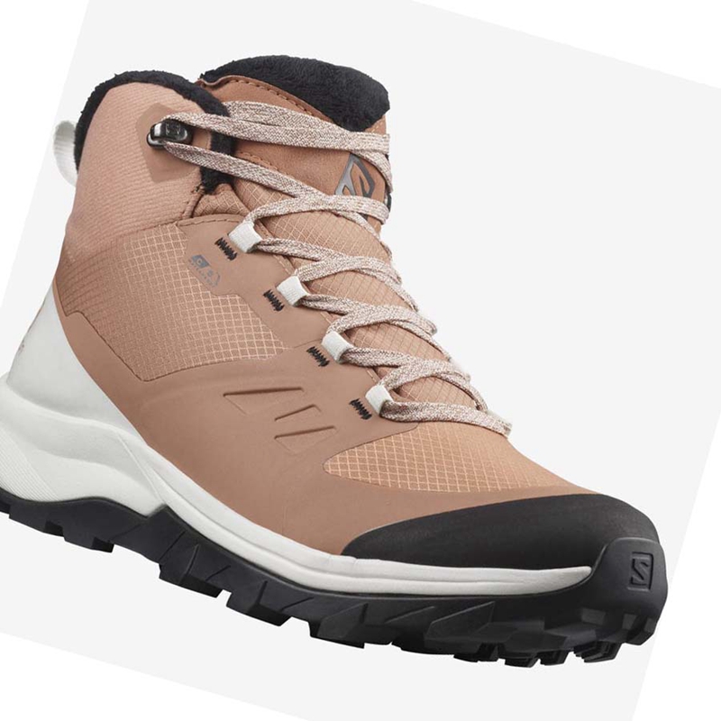 Salomon OUTSNAP CLIMASALOMON™ WATERPROOF Vinterkängor Dam Beige | AJYCUQL-31