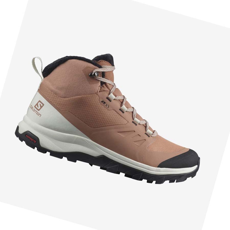 Salomon OUTSNAP CLIMASALOMON™ WATERPROOF Vinterkängor Dam Beige | AJYCUQL-31