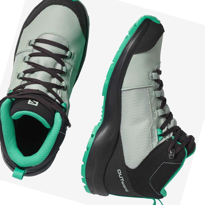 Salomon OUTWARD CLIMASALOMON™ WATERPROOF Vandringsskor Barn Mintgröna | VUACNZF-93