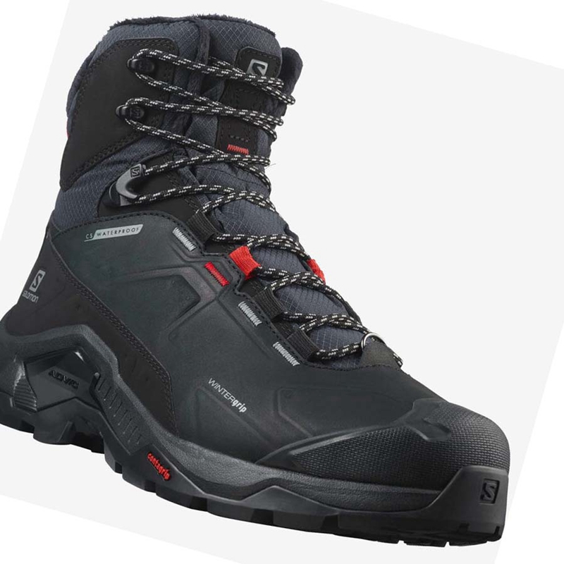 Salomon QUEST WINTER THINSULATE™ CLIMASALOMON™ WATERPROOF Vinterkängor Herr Svarta | HBDNLZO-84