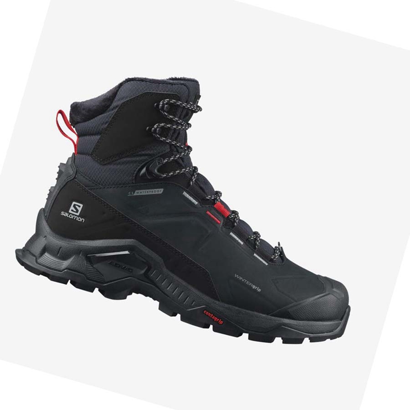 Salomon QUEST WINTER THINSULATE™ CLIMASALOMON™ WATERPROOF Vinterkängor Herr Svarta | HBDNLZO-84