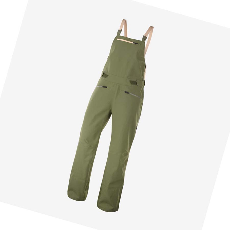 Salomon STANCE 3L BIB Skidbyxor Dam Olivgröna | LKXOFWI-92