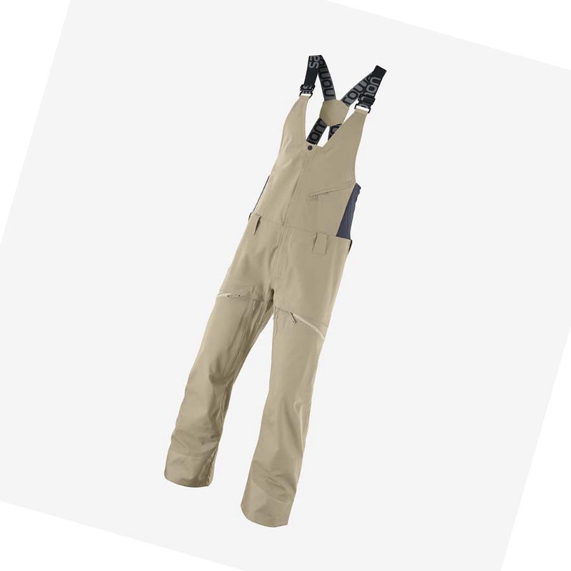 Salomon STANCE 3L BIB Skidbyxor Herr Beige | BZSFNQW-13