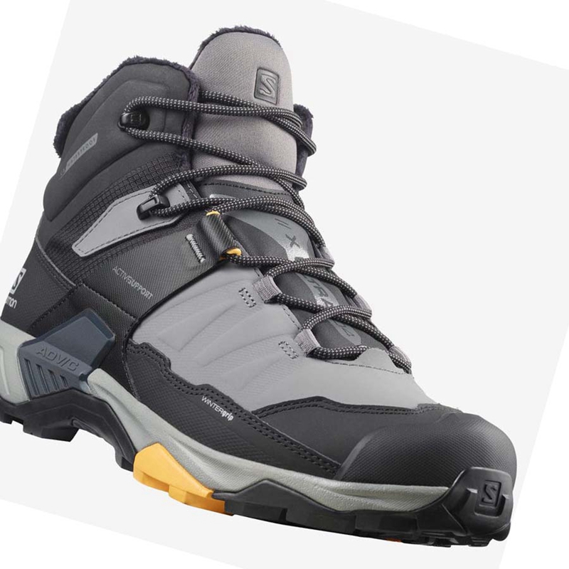 Salomon X ULTRA 4 MID WINTER THINSULATE™ CLIMASALOMON™ Vinterkängor Herr Svarta Grå | AGKUFLV-21