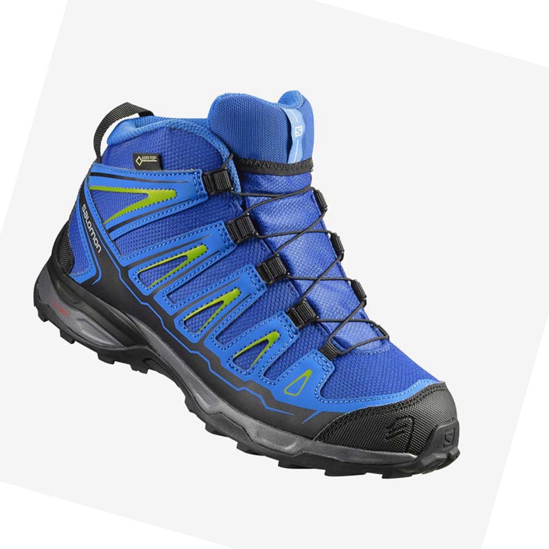 Salomon X-ULTRA MID GORE-TEX GTX Vandringsskor Barn Blå | EGBADLY-53